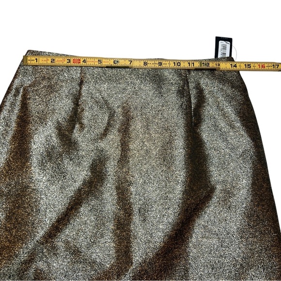 Worthington Gold Pebble Metallic Shimmer Pencil Holiday Celebration Classy Skirt - Picture 12 of 15
